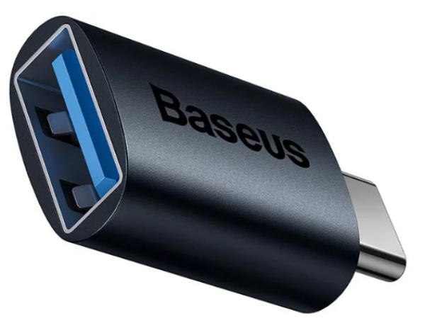 Adaptor baseus ingenuity series mini otg, usb 3.1 (m) la usb type-c (t), corp metalic, albastru