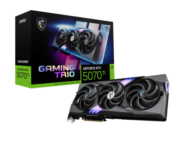 Placa video msi geforce rtx 5070 ti gaming trio oc 16gb gddr7 256 bit, pcie 5.0, 3x dp 1x hdmi