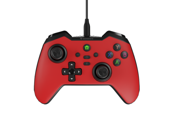 Controller cu fir genesis mangan 300, tip analog/digital, interfata usb, numar butoane 19, lungime cablu 200 cm, compatibilitate pc, rog ally, nintendo switch, steam deck, rosu