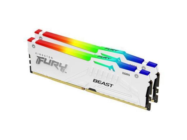 Memorie kingston 64gb ddr5 6000mhz cl30 dual channel kit fury beast rgb white