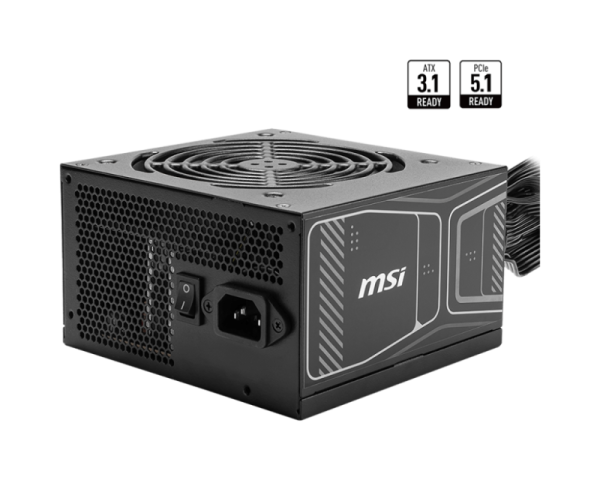 Sursa msi mag a750gn pcie5 750w 80 plus gold, active pfc, non modulara, protectii ocp / ovp / opp / otp / scp