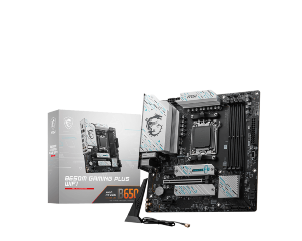 Placa de baza msi b650m gaming plus wifi am5, 4x ddr5, 1x hdmi 1x dp, 1x pcie 5.0 x16 2x pcie 4.0 x1, 2x m.2, 4x sata 6gb/s, matx