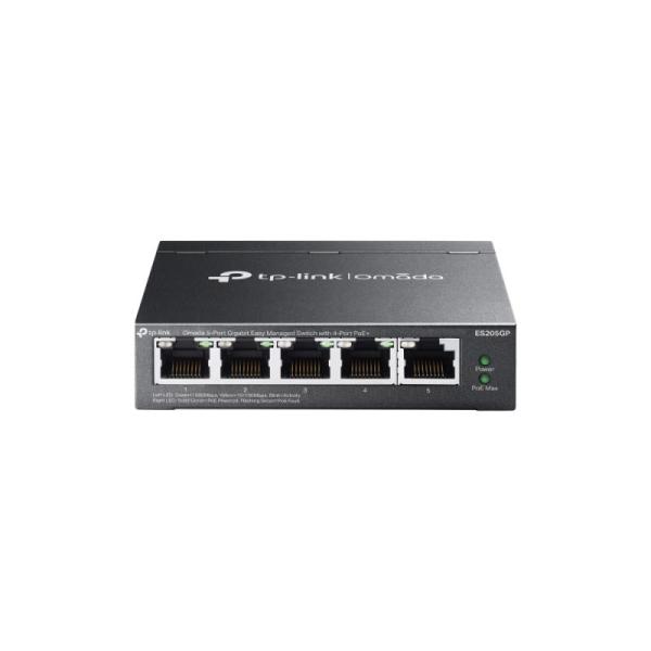 Omada 5-port gigabit easy managed switch with 4-port poe+ port: 4× gigabit poe+ ports, 1× gigabit non-poe ports spec: 802.3at/af, 65 w poe power, desktop steel case and fanless feature: integration with omada sdn controller, flow control, loopback detecti