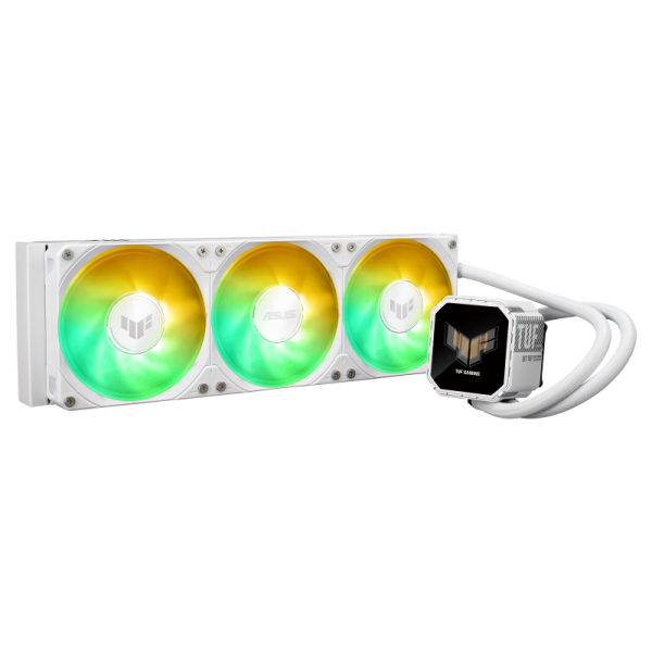 Cooler procesor asus tuf gaming lc iii 360 argb lcd alb, marime radiator 397mm, 3x120mm, viteza ventilatoare 650-2600 rpm +/- 10%, suport amd: am5 am4, suport intel: lga 1851/1700/1200