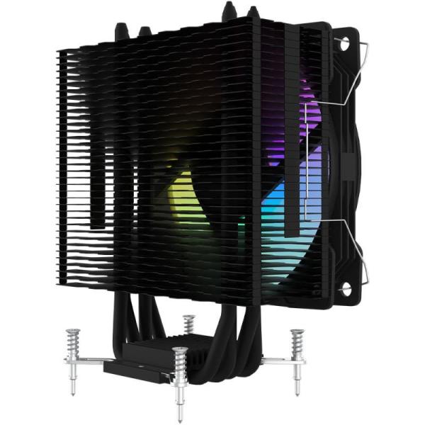 Cooler procesor aqyris uranus ls 2.0 argb negru, dimensiune heatsink 152x120x49mm (cu ventilator), un ventilator argb, viteza ventilator 900-1800 rpm +/- 10%, airflow: 65 cfm,  suport amd: am4, am5 suport intel: lga 1200/1700/1156/1155/1151/1150, nivel de