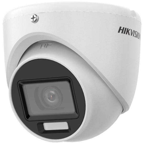 Camera de supraveghere turret 4k hikvision ds-2ce76u0t-lmf(2.8mm), lentila fixa 2.8mm, iluminare min: 0.01 lux @ (f1.6, agc on), 0 lux cu lumina alba: 20m, ir 30m, iesire tvi/ahd/cvi/cvbs, alimentare: 12 vdc ± 25%, 0.38 a, max. 4.6 w, protectie: ip67, dim