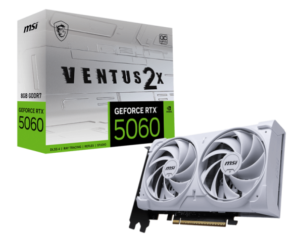 Placa video msi geforce rtx 5060 8g ventus 2x oc white gddr7 128 bit, pcie 5.0, 3x dp 1x hdmi