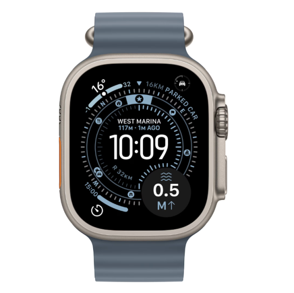 Apple watch ultra 3 gps + cellular 49mm natural titanium case with anchor blue ocean band