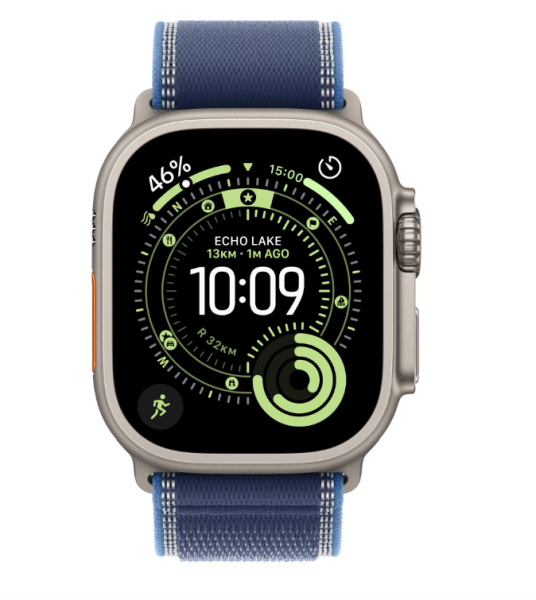 Apple watch ultra 3 gps + cellular 49mm natural titanium case with blue/bright blue trail loop - s/m