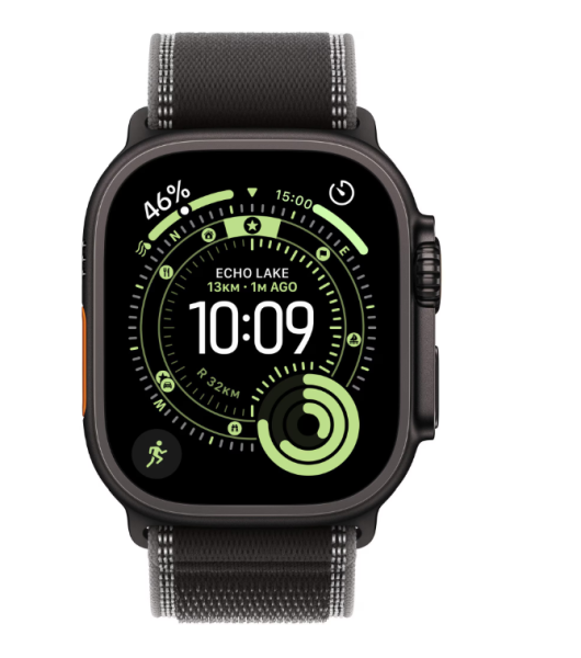 Apple watch ultra 3 gps + cellular 49mm black titanium case with black/charcoal trail loop - m/l