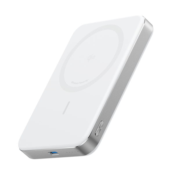 Acumulator extern magnetic wireless anker maggo, 10000 mah, ultra-slim, qi2 15w, alb