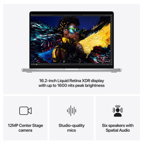 Macbook pro 16.2"/apple m4 max (cpu 16-core, gpu 40-core, neural engine 16-core)/64gb/1tb - silver - int kb (cto from mx2w3ro/a)