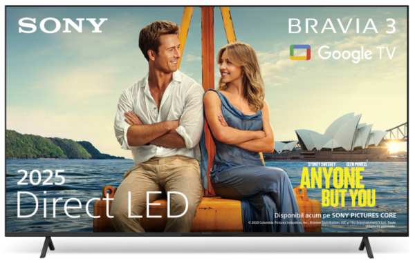 Televizor sony bravia 3 led 43s35, 108 cm, smart google tv, 4k ultra hd, clasa e