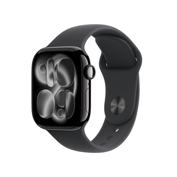 Apple watch series 11 gps 42mm jet black aluminium case with black sport band - m/l