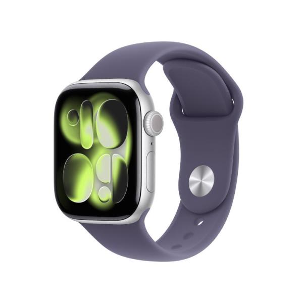 Apple watch series 11 gps + cellular 42mm silver aluminium case with purple fog sport band - m/l