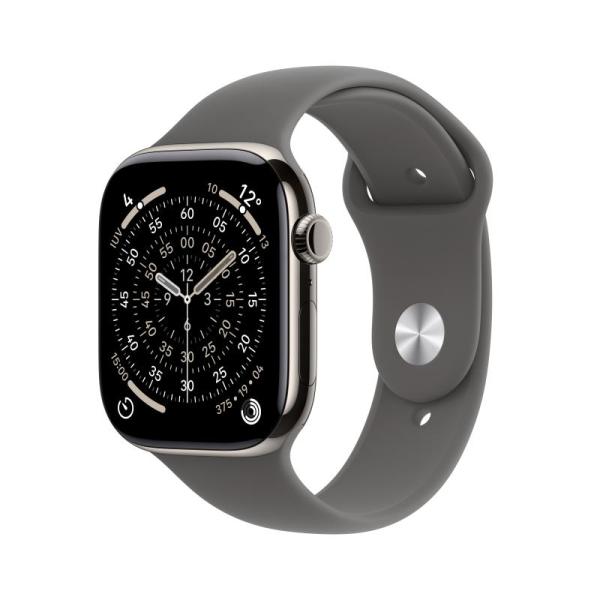 Apple watch series 11 gps + cellular 46mm natural titanium case with stone grey sport band - m/l