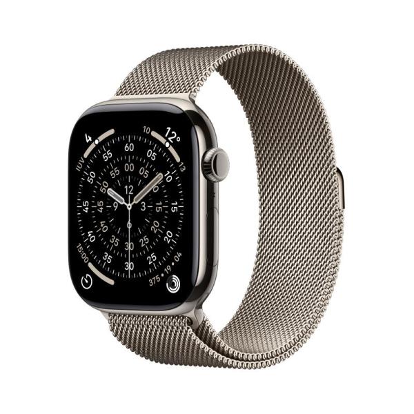 Apple watch series 11 gps + cellular 46mm natural titanium case with natural milanese loop - s/m