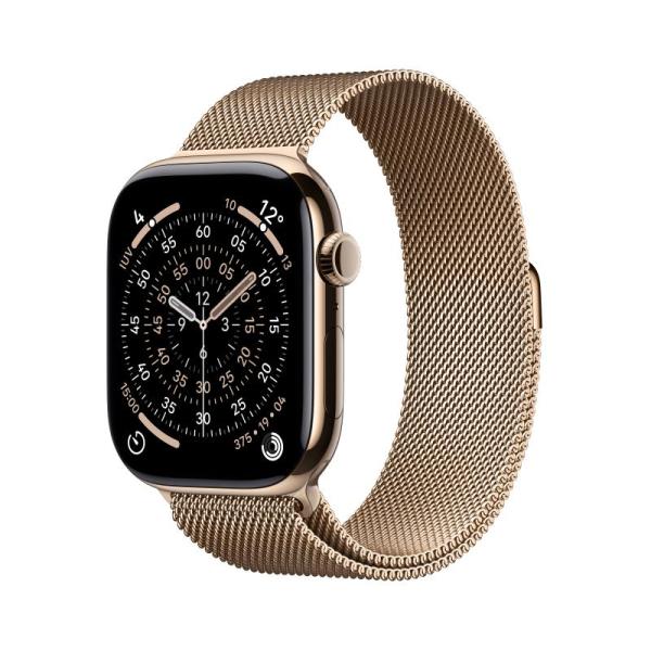Apple watch series 11 gps + cellular 46mm gold titanium case with gold milanese loop - m/l