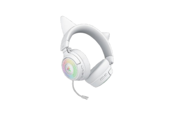 Casti wireless razer kraken kitty v3 pro, thx spatial audio, iluminare rgb, frecventa raspuns 20 hz - 28 khz,  microfon detasabil unidirectional, alb