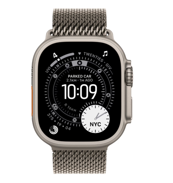 Apple watch ultra 3 gps + cellular 49mm natural titanium case with natural titanium milanese loop - medium