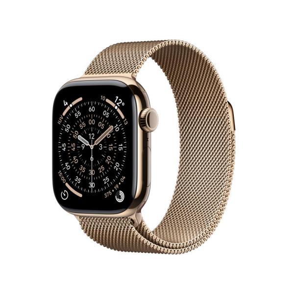 Apple watch series 11 gps + cellular 42mm gold titanium case with gold milanese loop