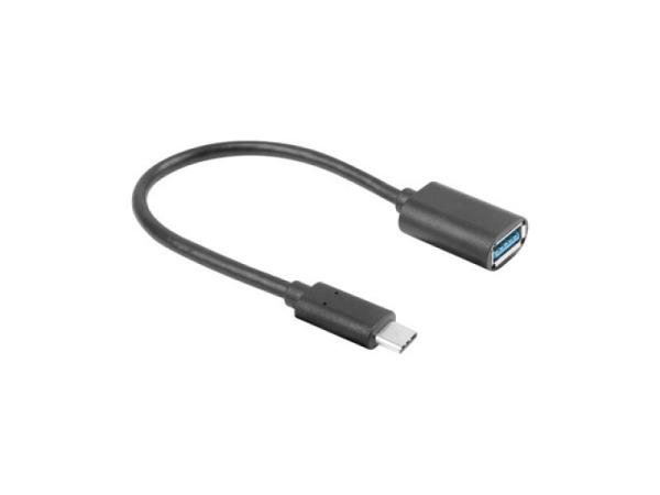 Cablu adaptor usb-c(m) 3.1 -> usb-a(f) 15 cm negru otg lanberg