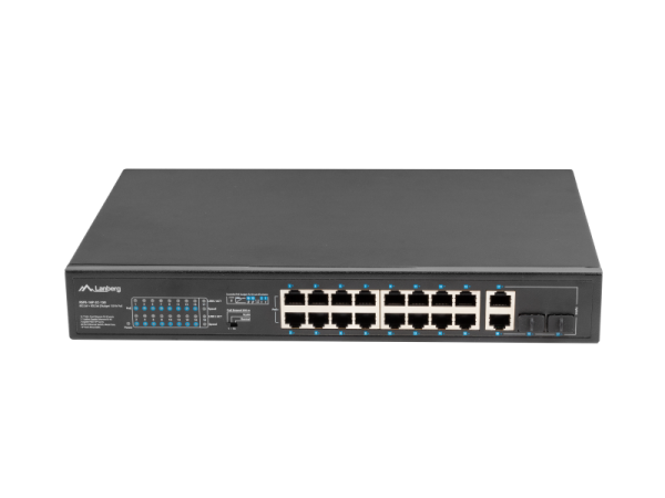 Switch  16x 100 mb poe+ / 2x 1 gb / 1x sfp, fara management, rack 10" & 19", gigabit ethernet, 150w
