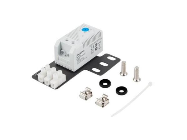 Termostat buclă închisă 10a pentru dulapuri rack, cu ureche 19" și bornier, gri