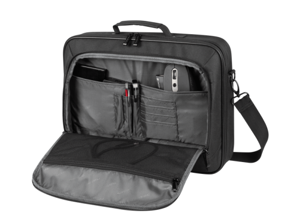 Geanta laptop natec boxer lite, compatibilitate dimensiune laptop 15.6"-16", 2 compartimente, material polyester 600d, negru