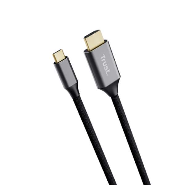 Cablu trust calyx usb-c - hdmi, lungime cablu 200 cm, gri-negru
