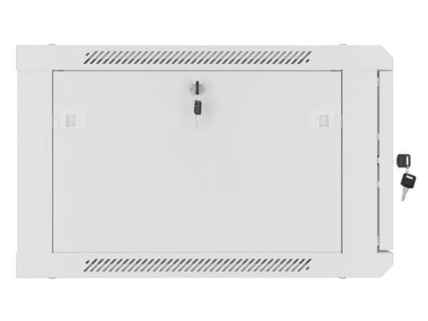 Dulap rack de perete 19", 6u, 600x600 mm, usa din sticla, gri, v2