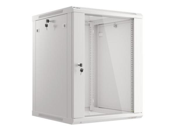 Dulap rack 19" perete 15u / 600x600 (flat pack) cu ușă din sticlă, gri  v2