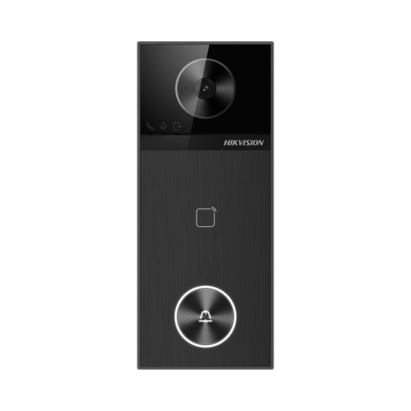 Post videointerfon de exterior wi-fi hikvision ds-kv6114-wbe1, montaj aparent, camera hd 4mp, wdr, unghi vizualizare: orizontal:  150° vertical: 75°, iluminare ir: 3m, cititor de card incorporat mifare m1 13.56 mhz, microfon omnidirectional si difuzor inc