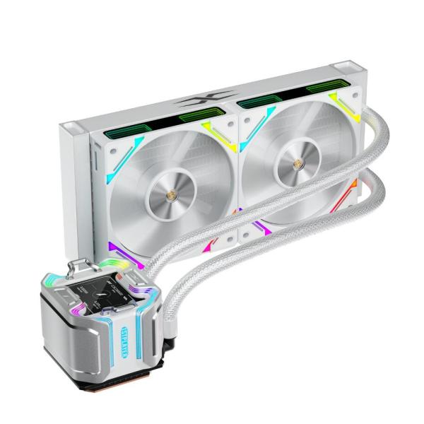 Cooler procesor 1stplayer® x-starship 240-wh, display ips personalizabil de 2, 4 inches, argb, compatibil amd/intel, alb