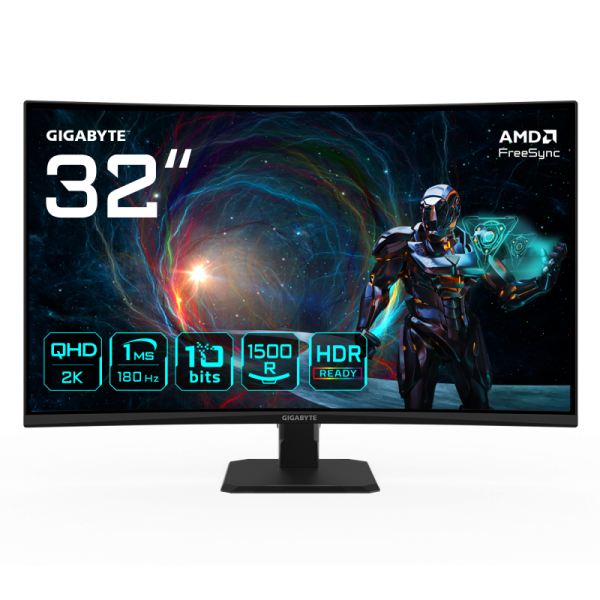 Gigabyte gs32qca. display diagonal: 80 cm (31.5"), display resolution: 2560 x 1440 pixels, hd type: quad hd, display technology: led, response time: 1 ms, native aspect ratio: 16:9, viewing angle, horizontal: 178Â°, viewing angle, vertical: 178Â°. vesa mo