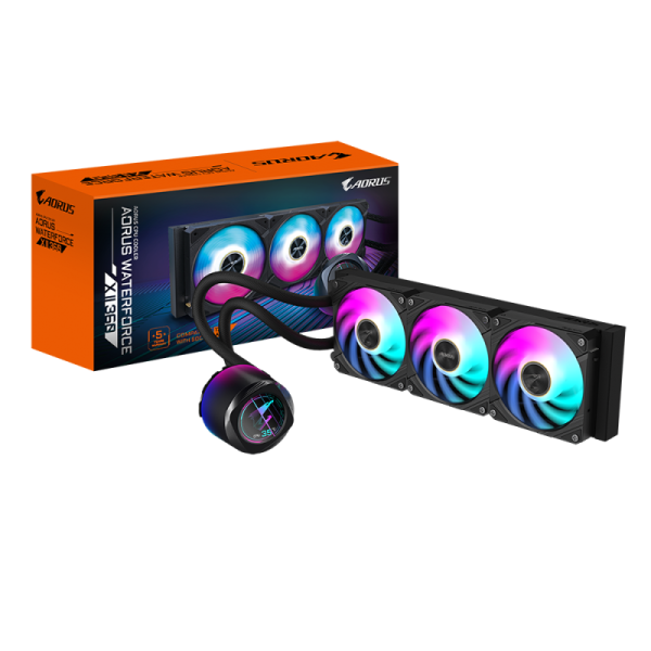Gigabyte aorus waterforce x ii 360. type: all-in-one liquid cooler, fan diameter: 12 cm, maximum air pressure: 3.15 mmh2o. product colour: black