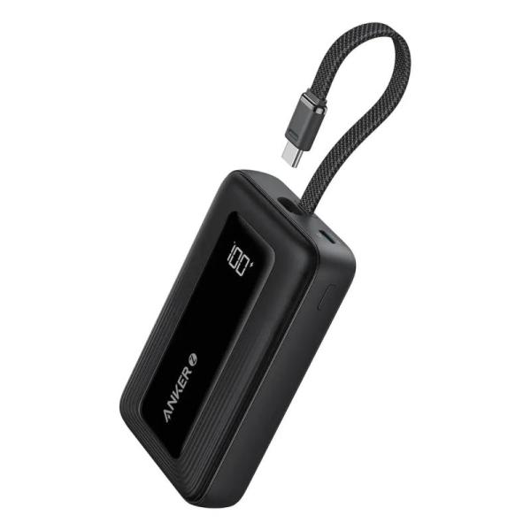 Power bank anker "zolo" 20.000 mah, 30w cablu usb-c incorporat, 1 x usb-c, 1 x usb-a, afisaj led, 350g, negru, "a1689h11"