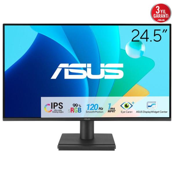 Monitor asus 24.5" va259hga, diagonal (inch): 24.5, diagonal (cm): 62, aspect ratio: 16:9, panel: ips, resolution: 1920x1080, refresh rate: 120hz, response time mprt: 1ms, brightness (max): 300 cd/m², contrast (static) : 1500:1, contrast (dynamic): 3000:1
