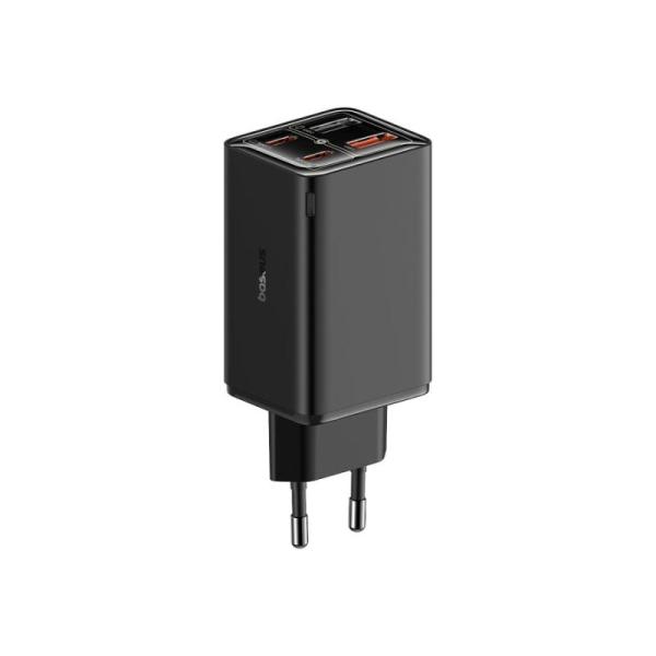 Incarcator retea baseus gan6 pro, quick charge 65w, 2 x usb type-c output 5v/3a,2 x usb (include cablu usb type-c la usb type-c de 100w),negru "p10162701113-00"