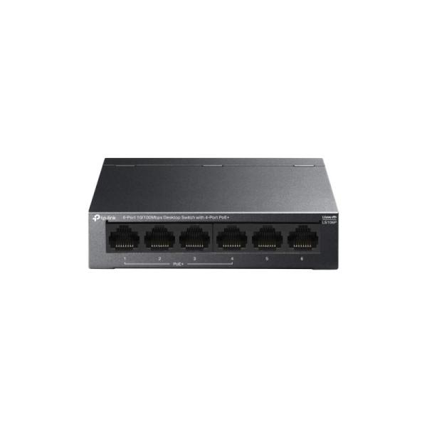 Tp-link switch ls106p, 6-port 10/100mbps desktop switch with 4-port poe+, 10base-t: utp category 3, 4, 5 cable (maximum 100m), 100base-tx: utp category 5 or above cable (maximum 100m), power input 220~240v, 50/60hz (nv)
