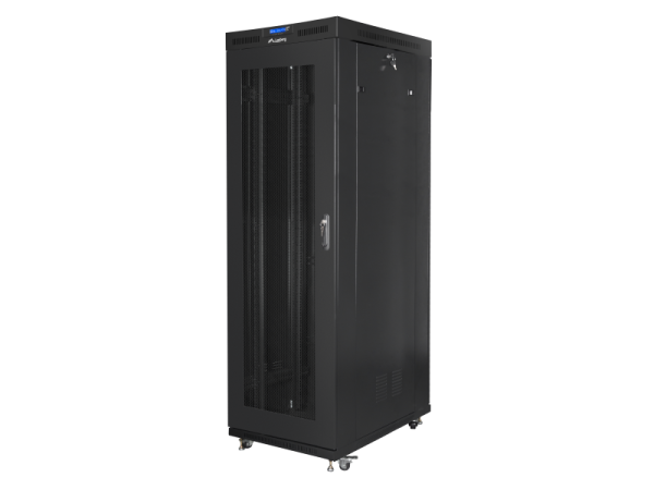 Cabinet rack lanberg free standing, size 19", itc 27u, maximum static load 1200 kg, lcd panel, 6 slot uri pentru ventilatoare, greutate 111 kg, negru