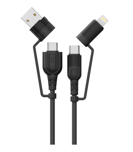 Cablu audio lemontti usb a&c-usb-c, material: aliaj aluminiu, nailon impletit, lungime 1,2m, - iesire usb-a la usb-c: 5v/2a max 10w,  iesire usb-a la lightning: 5v/2.4a, iesire usb-c la lightning: 5v/3a 9v/2a 12v/1.5a 15v/2a 30w max, iesire usb-c la usb-c