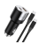 Incarcator auto lemontti fast charge 1 x port pd type-c 20w + 1 x port usb-a qc 3.0 18w cu cablu type-c la type-c 20w, lungime 1m, negru/argintiu