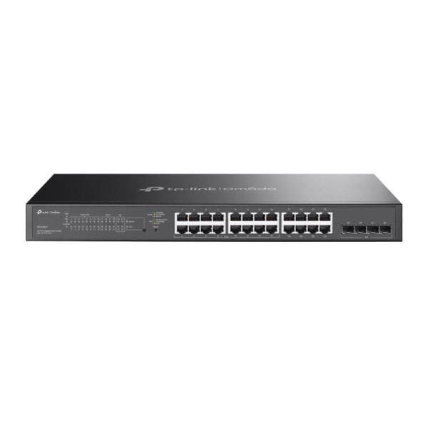 Omada 28-port gigabit smart switch with 16-port poe+ port: 24× gigabit ports (16×poe+ and 8× non-poe), 4× gigabit sfp slots spec: 16× 802.3at/af, 150 w poe power, 1u 19-inch rack-mountable steel case, fanless feature: integration with omada sdn controller