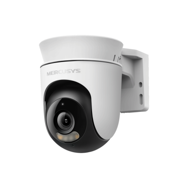 Outdoor pan/tilt security wi-fi camera spec:  high-definition video (1080p), pan and tilt (360° horizontal), built-in microphone and speaker, 850nm ir led and color night vision, 2.4ghz wi-fi feature: mercusys app, pan/tilt, smart detection and notificati