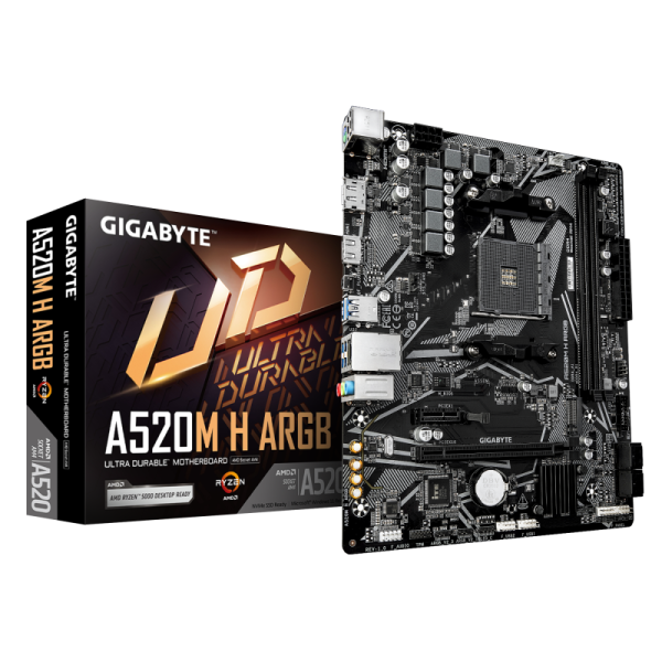 Gigabyte a520m h argb. processor manufacturer: amd, processor socket: socket am4, compatible processor series: amd ryzen 3000 series, amd ryzen 4000 series, amd ryzen 5000 series, amd ryzen pro 3000 series,.... supported memory types: ddr4-sdram, maximum 