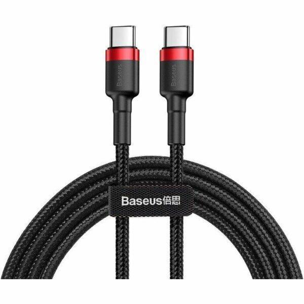 Cablu alimentare si date baseus cafule, fast charging data cable pt. smartphone, usb type-c la usb type-c 3a / 60w, 1m, rosu + negru