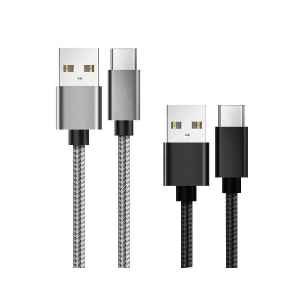 Set cabluri lemontti bending aluminum usb-a la usb-c, - material: impletitura de nylon + aliaj de aluminiu, cabluri usb la type-c, imbracat in impletitura de nylon, curent suportat: 5v/1a, lungime: 0.5m si 1 m, culoare: gri pentru cablu de 1 m si negru pe