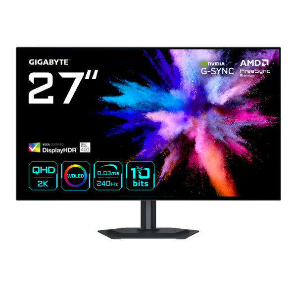 Gigabyte go27q24g. diagonala ecranului: 68,6 cm (27"), rezoluția ecranului: 2560 x 1440 pixeli, tip hd: quad hd, tehnologie ecran: oled, timp de răspuns: 0,03 ms, raport de aspect nativ: 16:9, unghi de vizualizare, orizontal: 178°, unghi de vizualizare, v