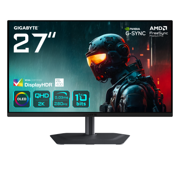 Gigabyte mo27q2a. display diagonal: 68.6 cm (27"), display resolution: 2560 x 1440 pixels, hd type: quad hd, display technology: qd-oled, response time: 0.03 ms, native aspect ratio: 16:9, viewing angle, horizontal: 178°, viewing angle, vertical: 178°. bu